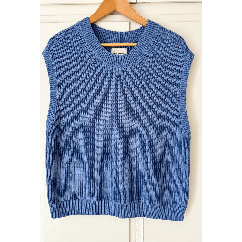 Abercrombie & Fitch Blue Periwinkle Ribbed Knit Sweater Vest XL 150-488-0255-245
